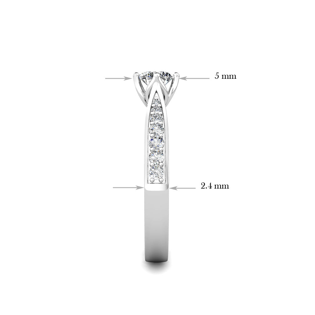 Crown Diamond Cluster Engagement Ring 0.40ct Diamonds in 18K White Gold