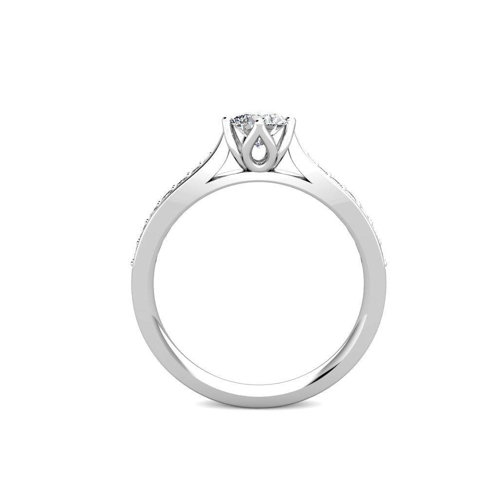 Crown Diamond Cluster Engagement Ring 0.40ct Diamonds in 18K White Gold