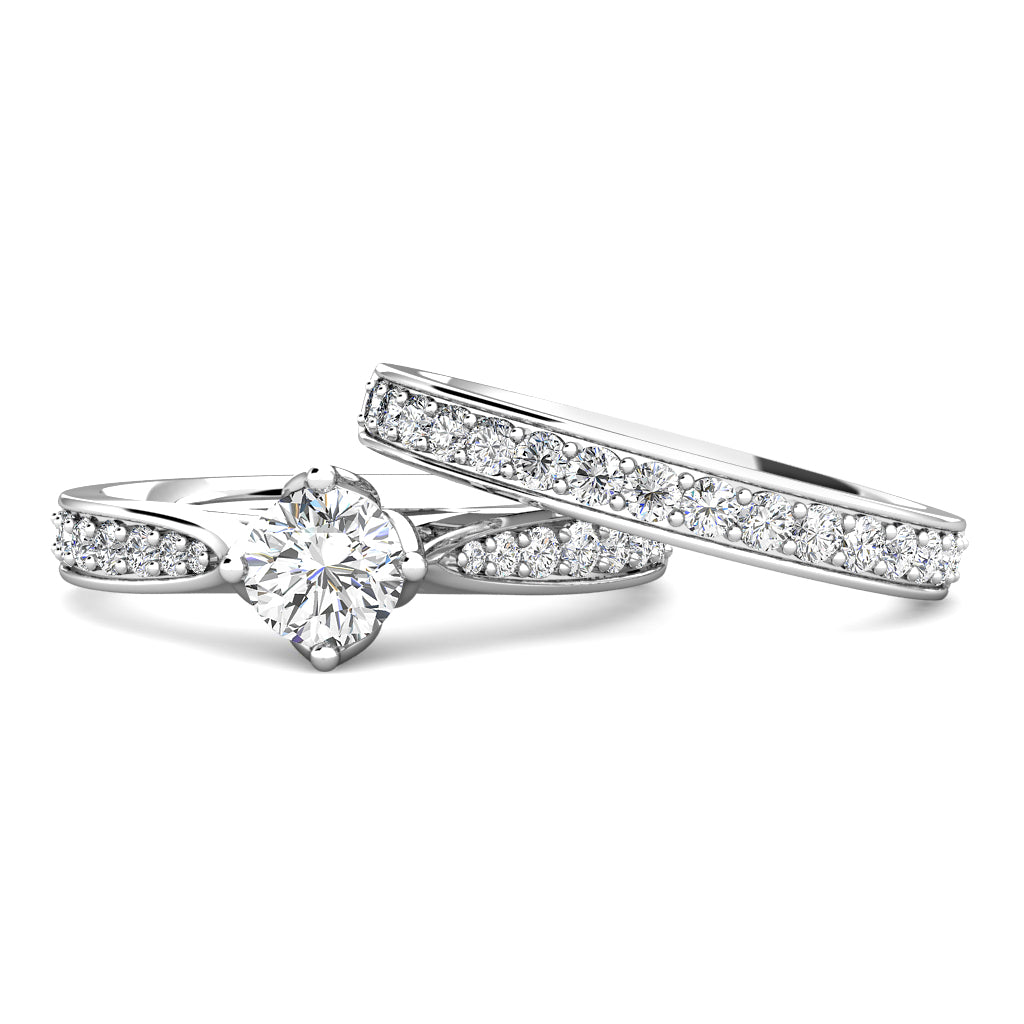 Crown Diamond Cluster Engagement Ring 0.40ct Diamonds in 18K White Gold