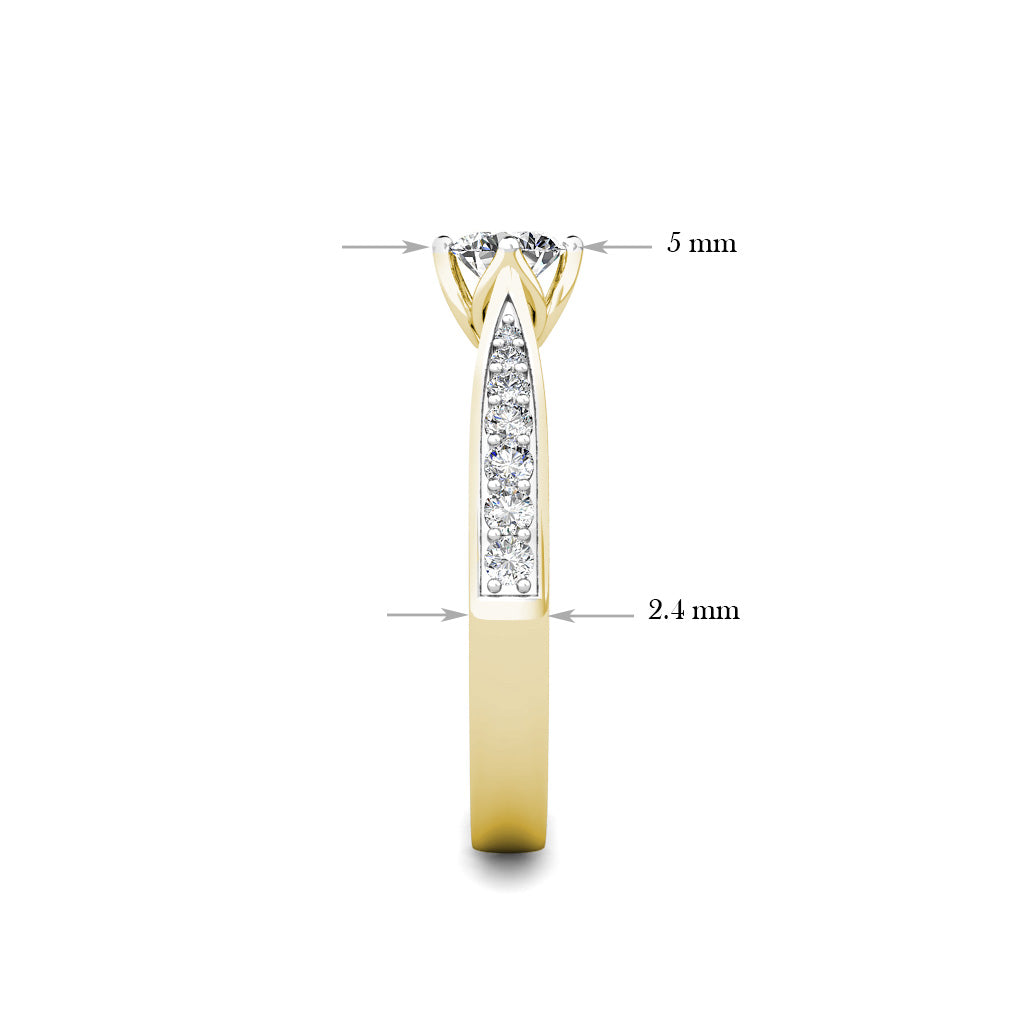 Crown Diamond Cluster Engagement Ring 0.40ct Diamonds in 18K Yellow Gold