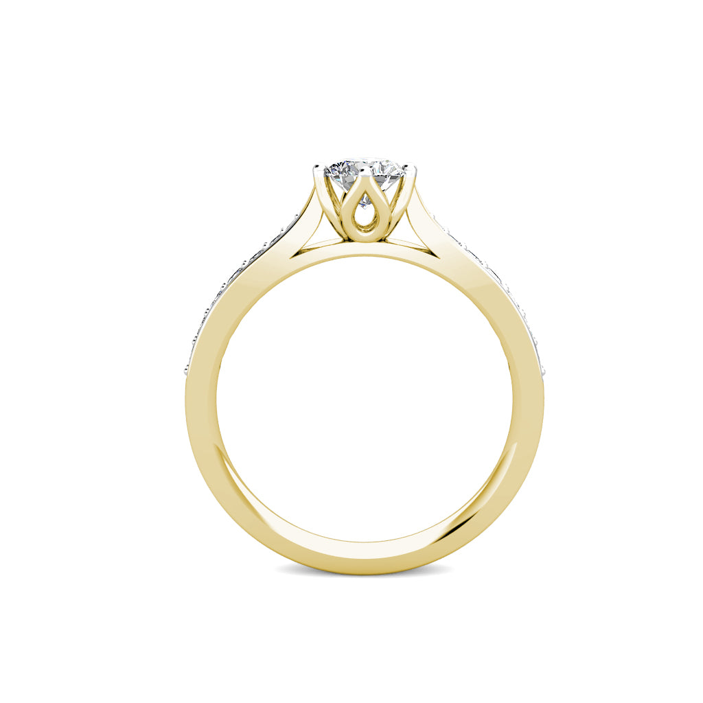 Crown Diamond Cluster Engagement Ring 0.40ct Diamonds in 18K Yellow Gold