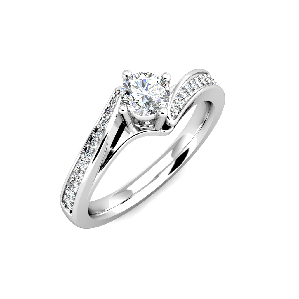 Twist Diamond Cluster Engagement Ring 0.40ct Diamonds in 18K White Gold