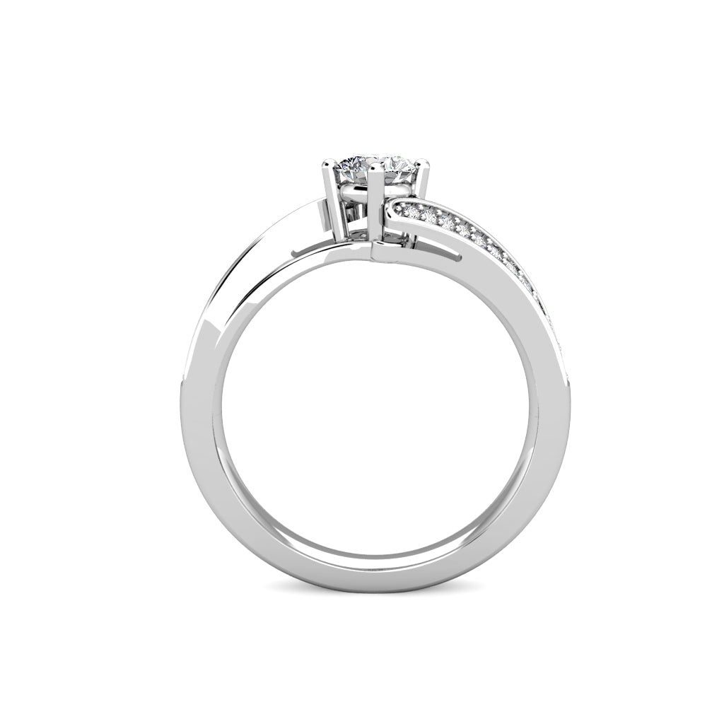 Twist Diamond Cluster Engagement Ring 0.40ct Diamonds in 18K White Gold