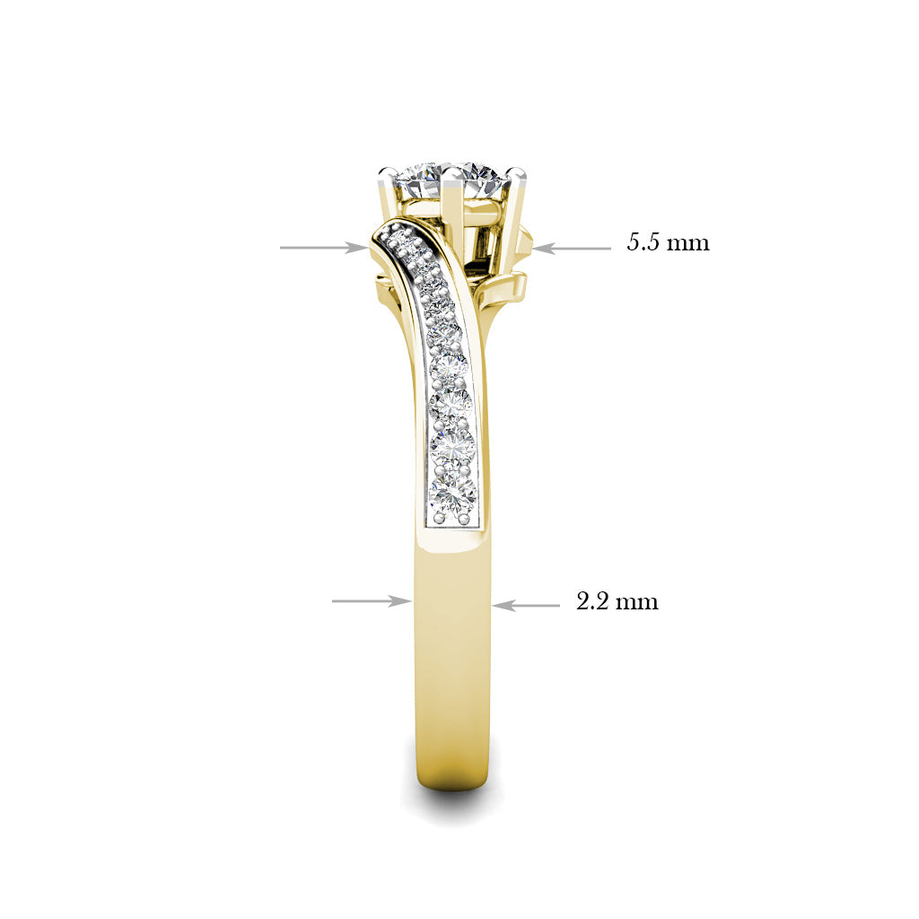 Twist Diamond Cluster Engagement Ring 0.40ct Diamonds in 18K Yellow Gold
