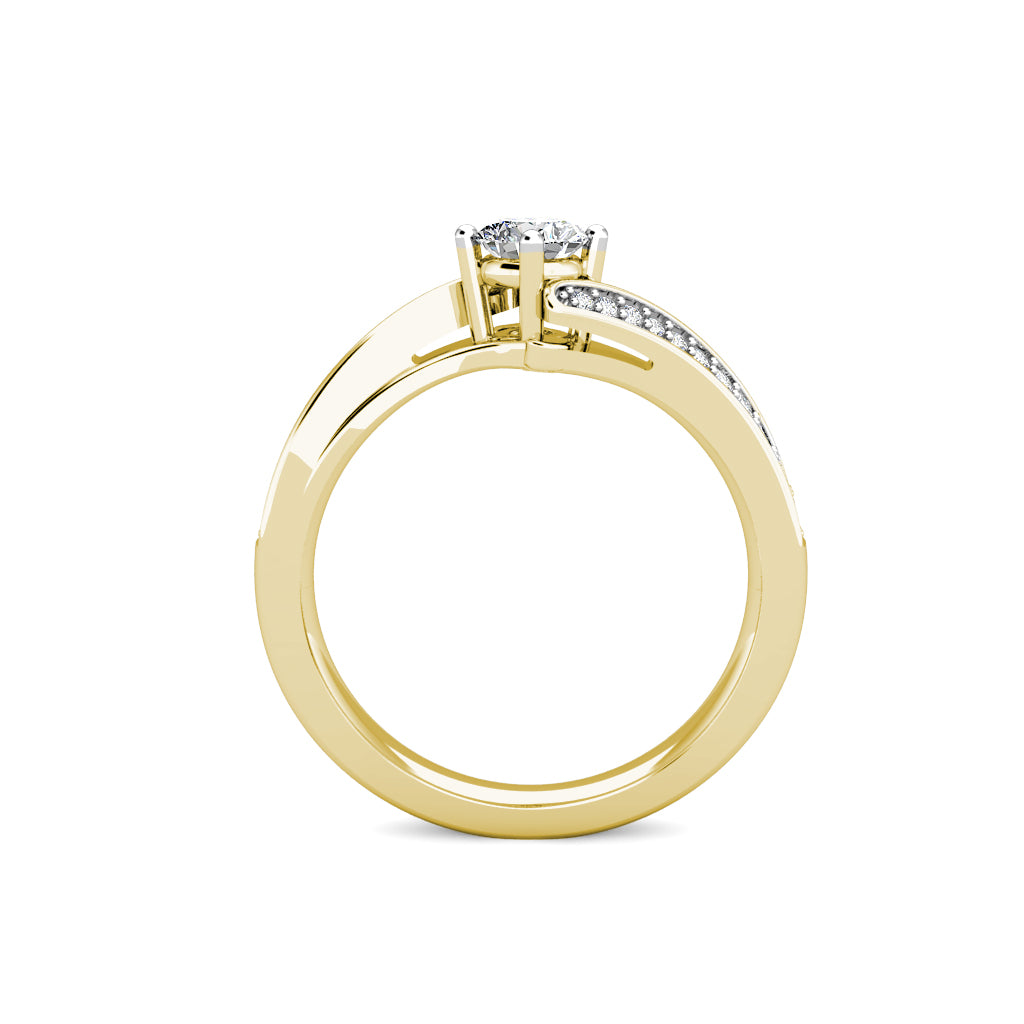 Twist Diamond Cluster Engagement Ring 0.40ct Diamonds in 18K Yellow Gold