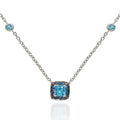 Sky Blue Topaz and Blue Sapphire Necklace in 18K White Gold