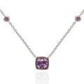 18K White Gold Necklace with Amethyst and Pink Sapphire Gemstones