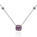 18K White Gold Necklace with Amethyst and Pink Sapphire Gemstones