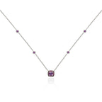 Amethyst and Pink Sapphire Necklace in 18K White Gold