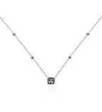 London Blue Topaz and Green Amethyst Necklace in 18K White Gold