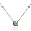 blue topaz and peridot necklace in 18K white gold