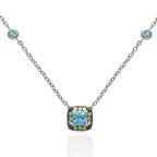 blue topaz and peridot necklace in 18K white gold