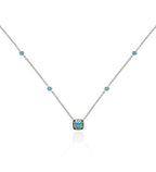 Swiss Blue Topaz and Peridot Necklace in 18K White Gold