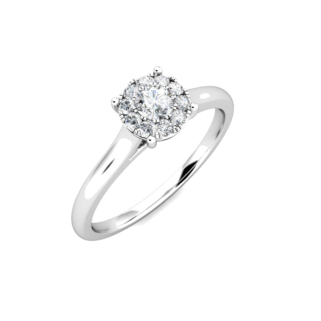 Miracle Diamond Cluster Engagement Ring 0.20ct Diamonds in 18K White Gold