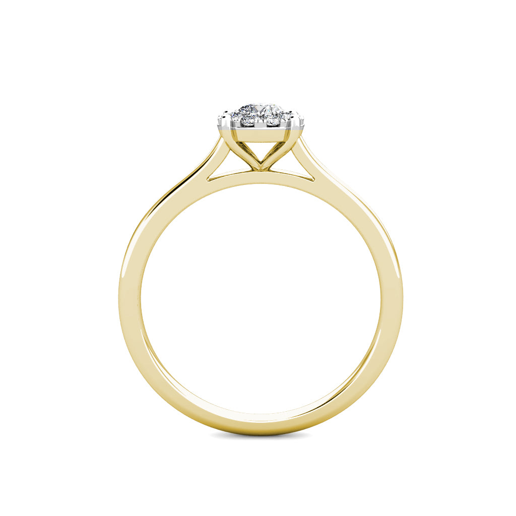 Miracle Diamond Cluster Engagement Ring 0.20ct Diamonds in 18K Yellow Gold