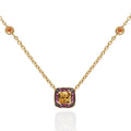 citrine and pink sapphire necklace for women in 18K yellow gold