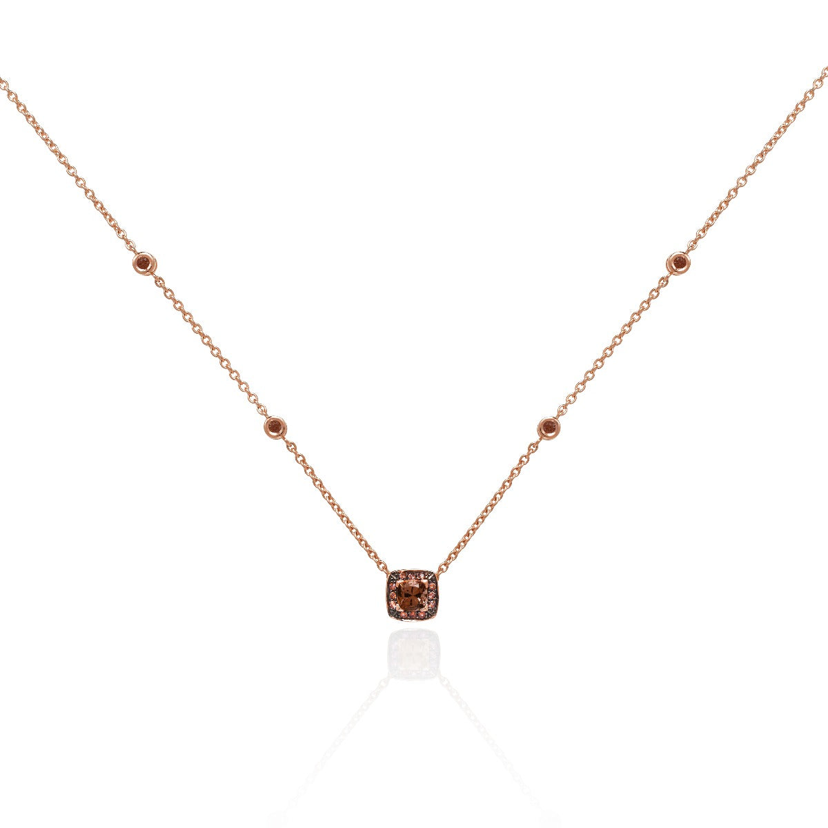 Smoky Quartz and Orange Sapphire Necklace in 18K Rose Gold