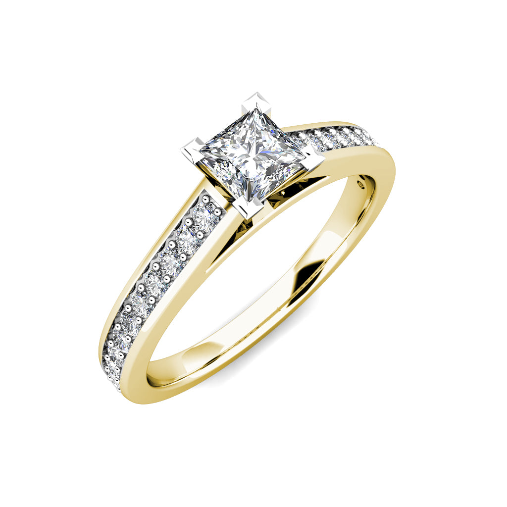 Square Princess Diamond Engagement Ring 0.45ct Diamonds 18K Yellow Gold