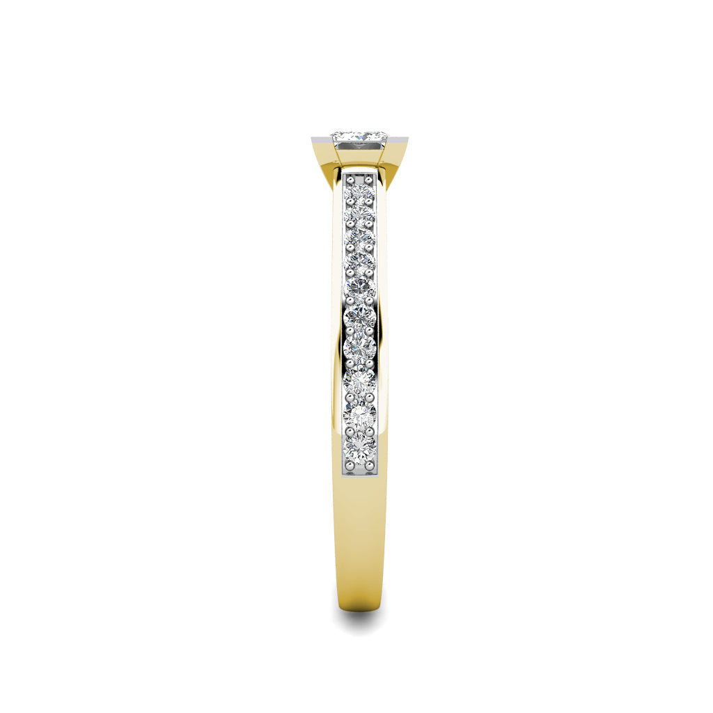 Square Princess Diamond Engagement Ring 0.45ct Diamonds 18K Yellow Gold