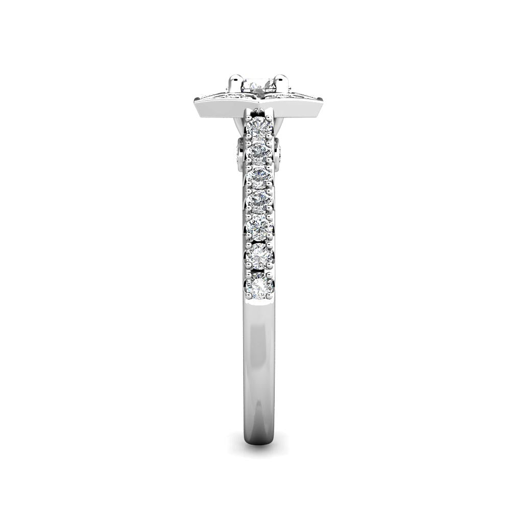 Hexagon Halo Diamond Engagement Ring 0.50ct Diamonds in 18K White Gold