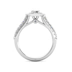 Hexagon Halo Diamond Engagement Ring 0.50ct Diamonds in 18K White Gold