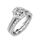 Hexagon Halo Diamond Engagement Ring 0.50ct Diamonds in 18K White Gold