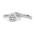 Hexagon Halo Diamond Engagement Ring 0.50ct Diamonds in 18K White Gold