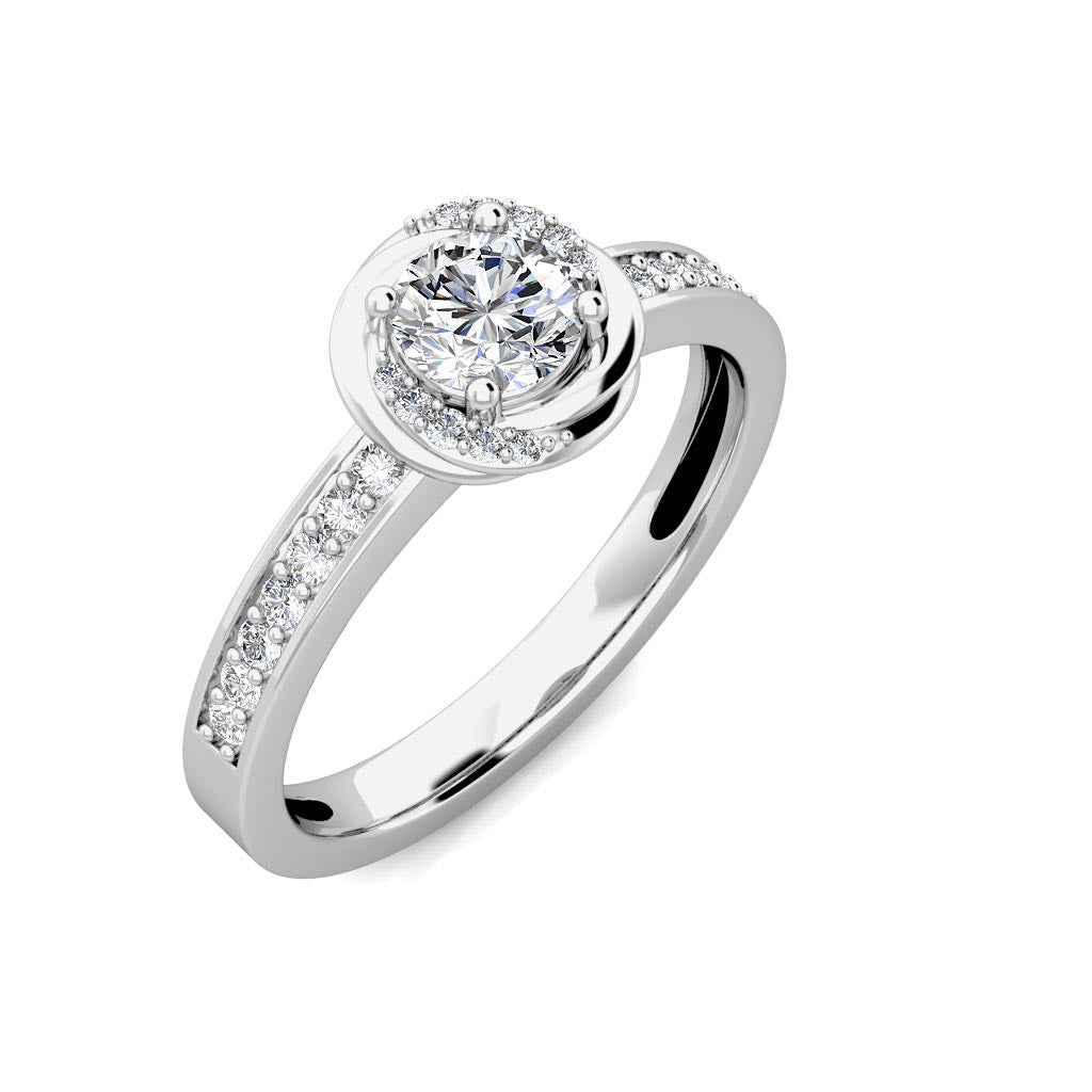 Knot Diamond Halo Engagement Ring 0.40ct Diamonds in 18K White Gold