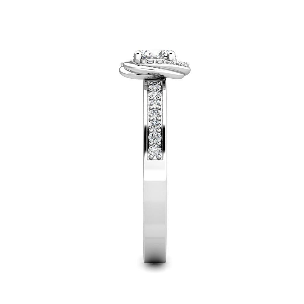 Knot Diamond Halo Engagement Ring 0.40ct Diamonds in 18K White Gold