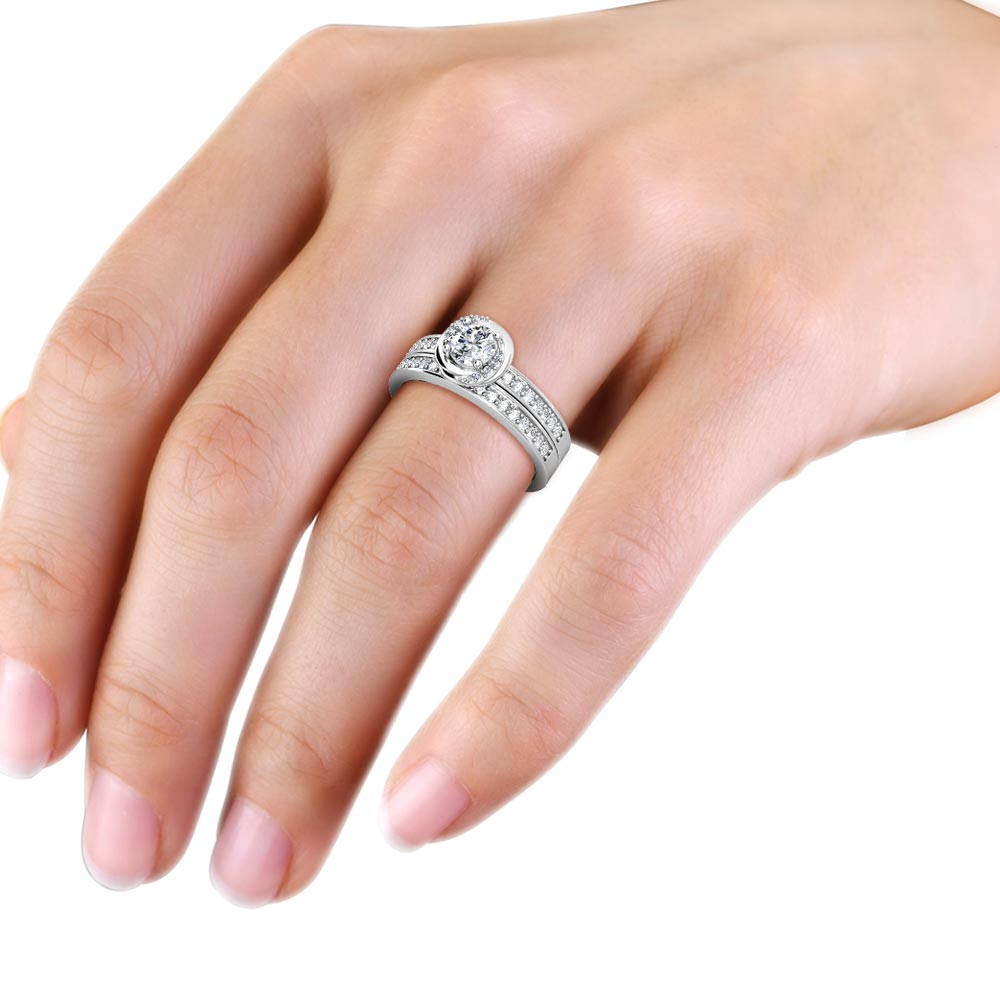 Knot Diamond Halo Engagement Ring 0.40ct Diamonds in 18K White Gold