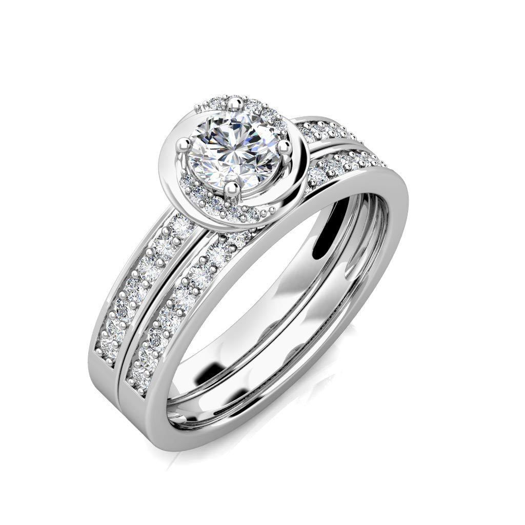 Knot Diamond Halo Engagement Ring 0.40ct Diamonds in 18K White Gold