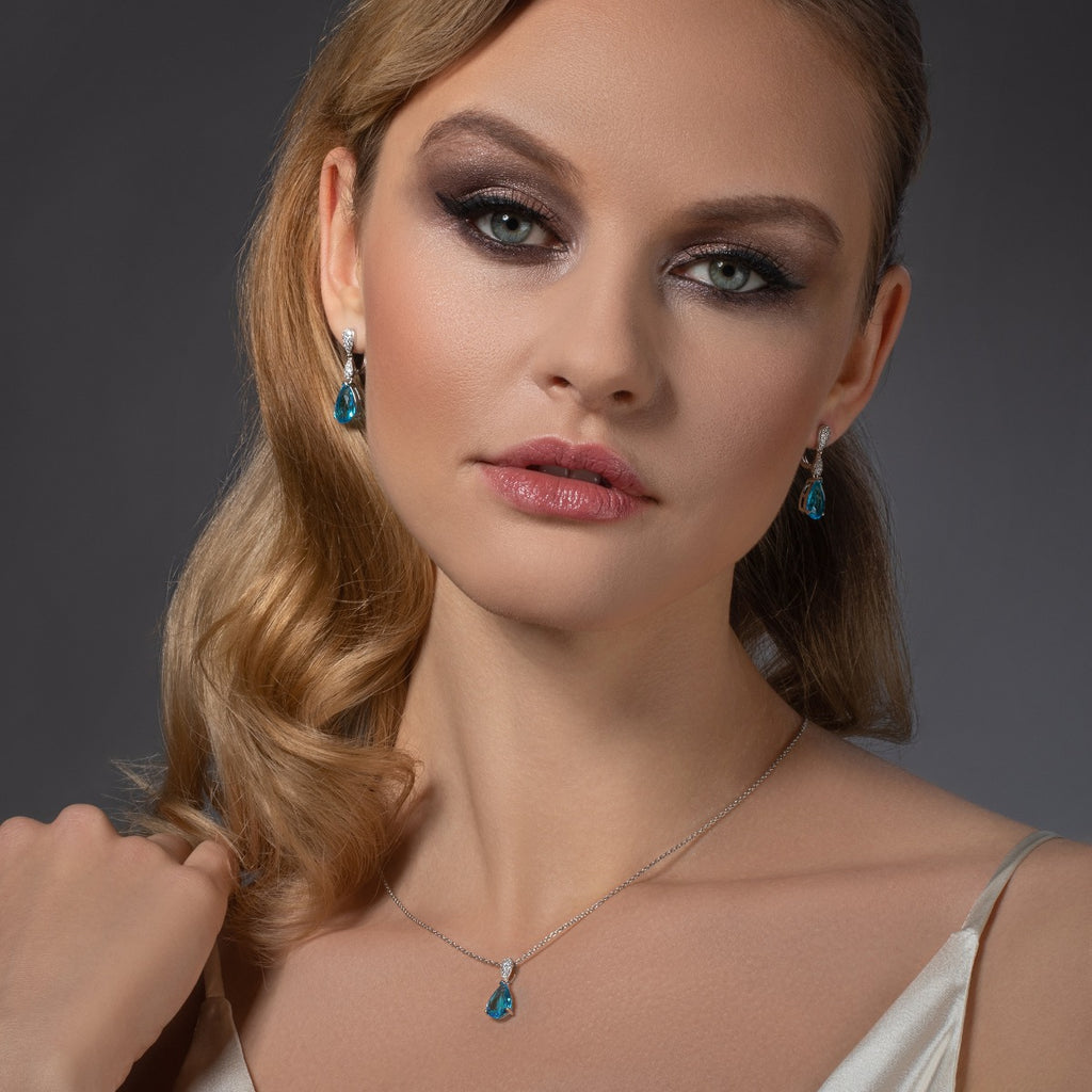 Sterling Silver Light Blue Teardrop Earrings