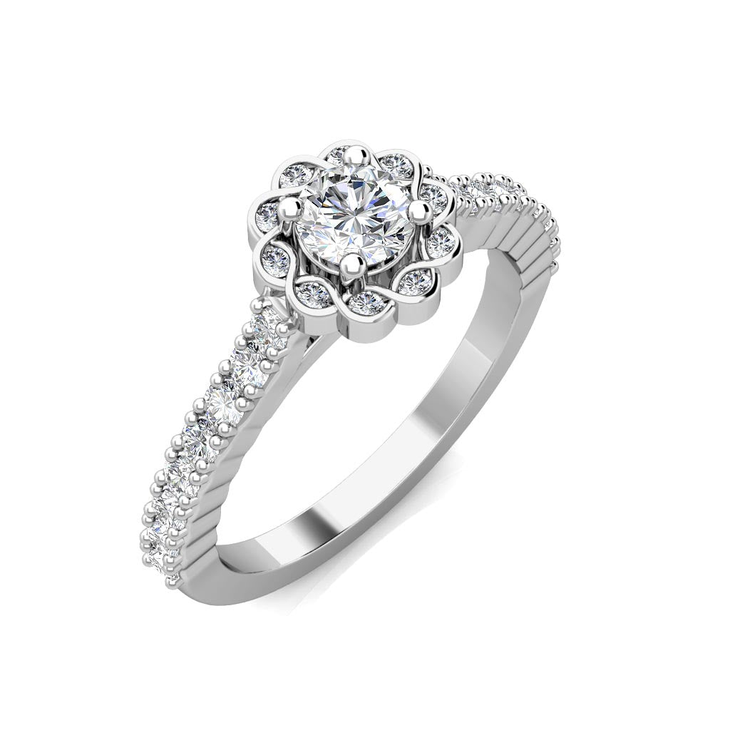 Infinity Diamond Halo Engagement Ring 0.50ct Diamonds in 18K White Gold