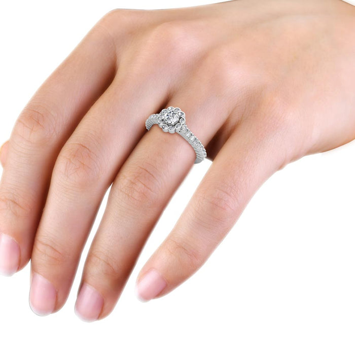 Infinity Diamond Halo Engagement Ring 0.50ct Diamonds in 18K White Gold