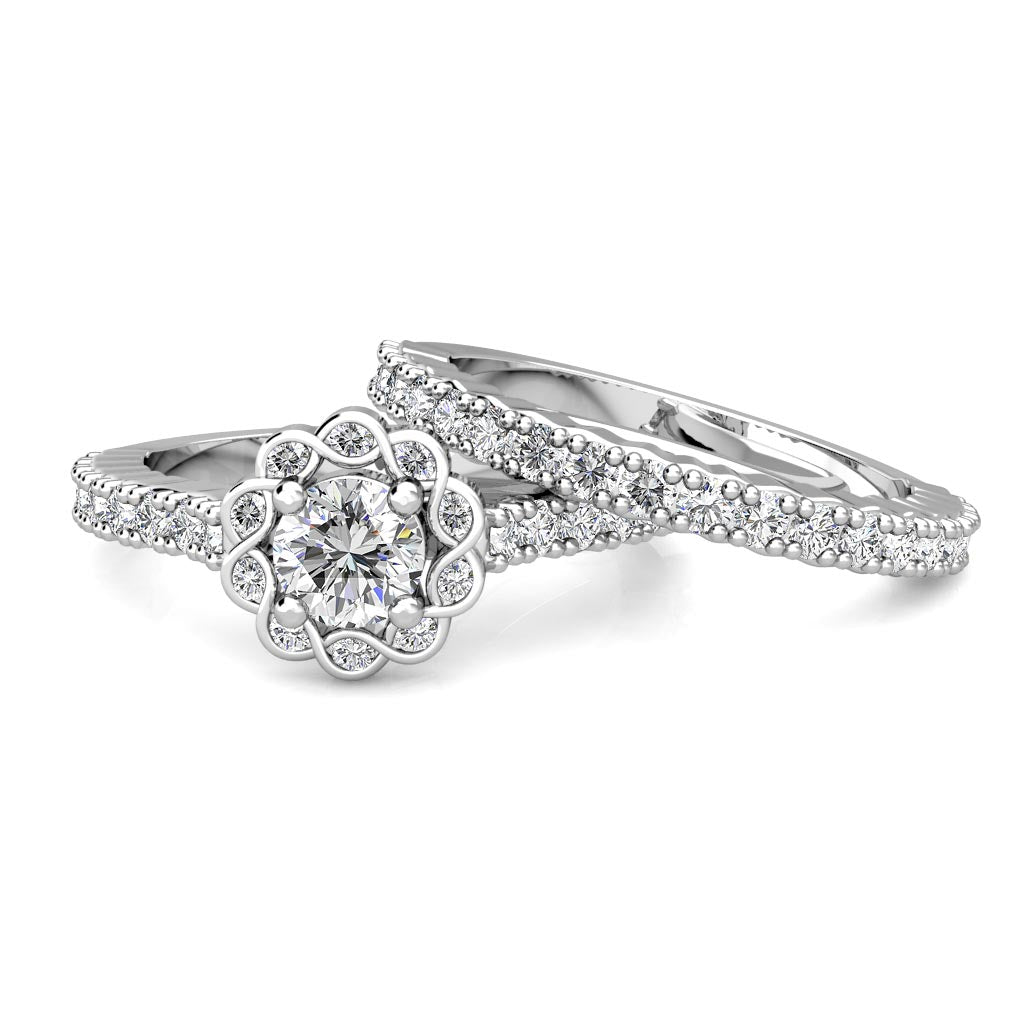 Infinity Diamond Halo Engagement Ring 0.50ct Diamonds in 18K White Gold