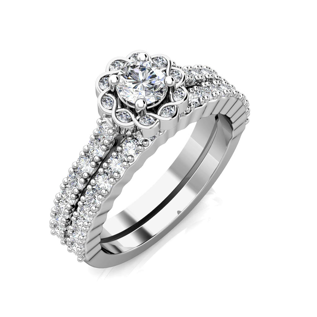 Infinity Diamond Halo Engagement Ring 0.50ct Diamonds in 18K White Gold