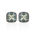 Green Amethyst and London Blue Topaz Stud Earrings in 18K White Gold