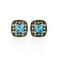 Swiss Blue Topaz and Peridot Stud Earrings in 18K White Gold