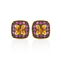 Citrine and Pink Sapphire Stud Earrings in 18K Yellow Gold