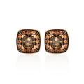 Smoky Quartz and Orange Sapphire Stud Earrings in 18K Rose Gold