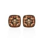 Smoky Quartz and Orange Sapphire Stud Earrings in 18K Rose Gold