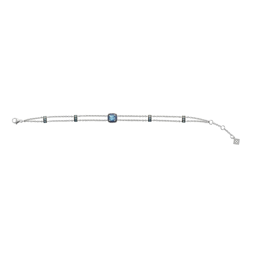 Swiss Blue Topaz and Blue Sapphire Bracelet in 18K White Gold