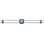 Swiss Blue Topaz and Blue Sapphire Bracelet in 18K White Gold