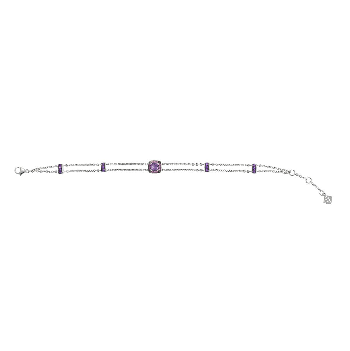 Amethyst and Pink Sapphire Bracelet in 18K White Gold