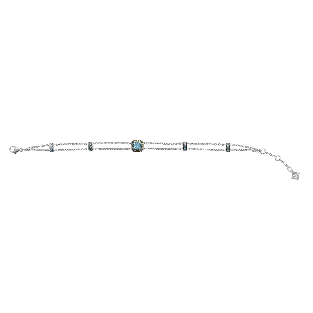 Swiss Blue Topaz and Peridot Bracelet in 18K White Gold