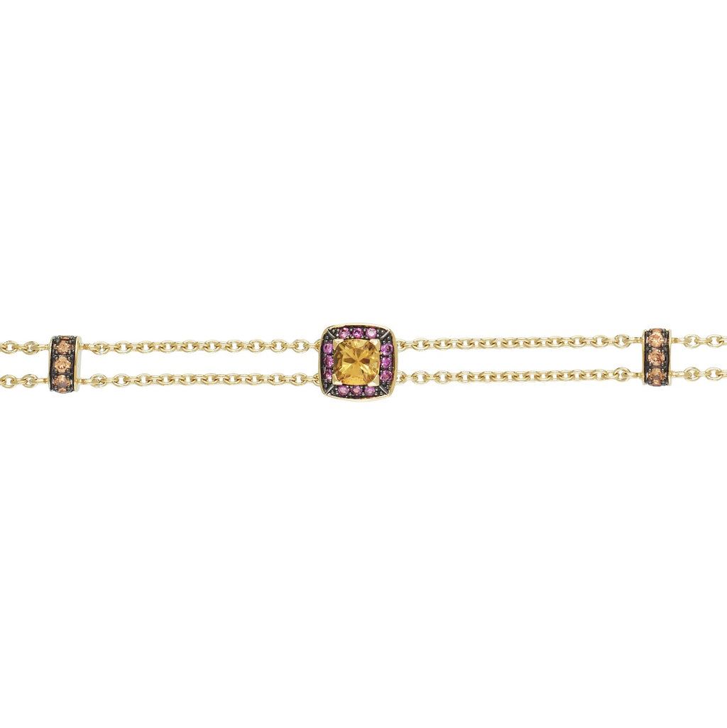Citrine and Pink Sapphire Bracelet in 18K Yellow Gold
