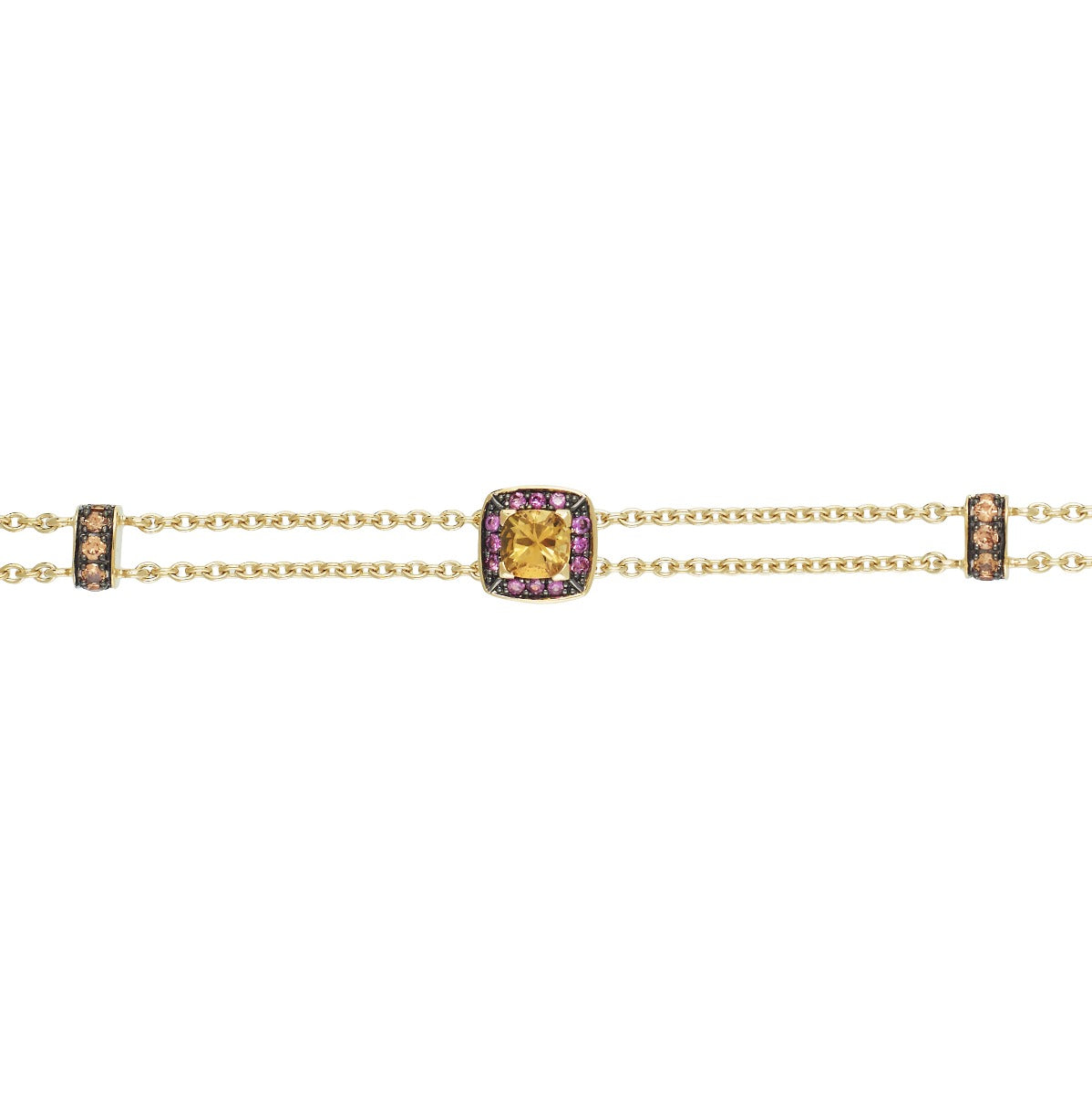 Citrine and Pink Sapphire Bracelet in 18K Yellow Gold