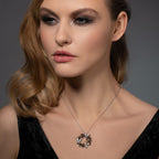 Sterling Silver Large Black And Silver Pendant Necklace