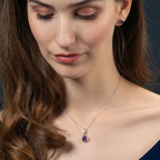 Round Amethyst Pendant Necklace in Sterling Silver