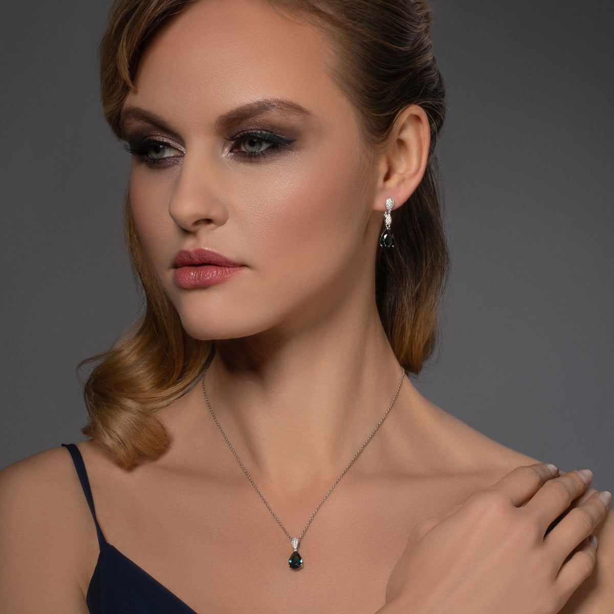 Sterling Silver Dark Blue Teardrop Earrings